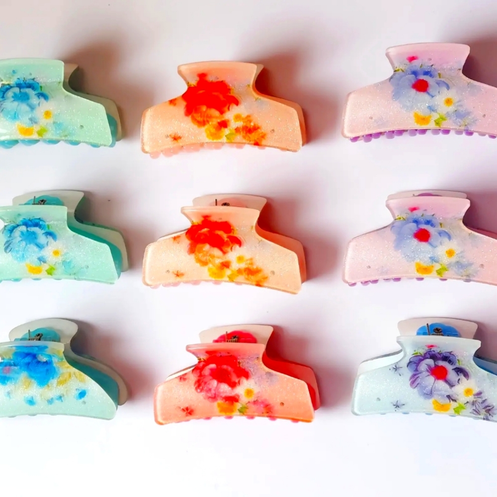 Shiny Floral Hair Claw Clips Hairpins Women Hair Crab Clamp